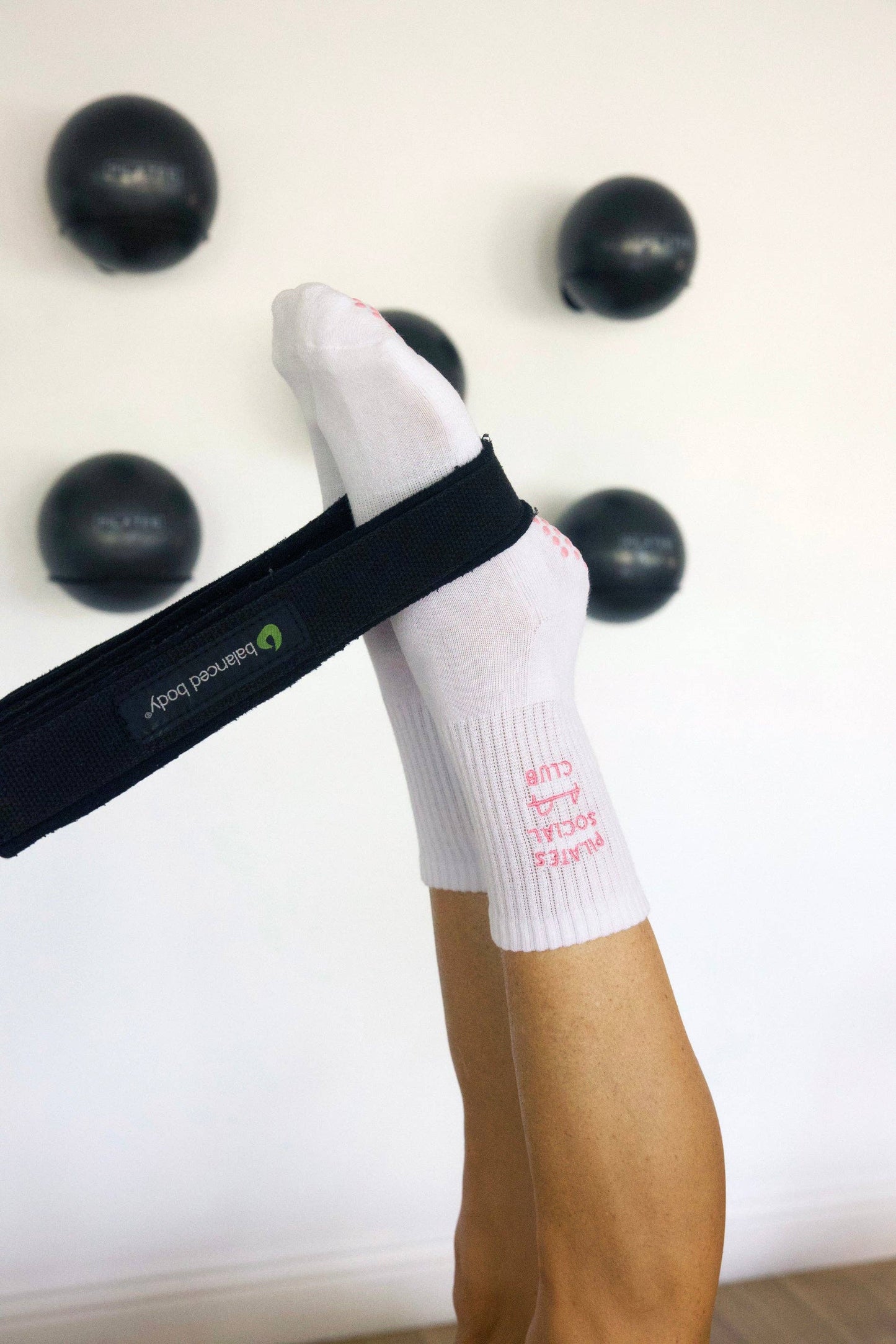 Pilates Social Club Grip Crew Socks: White / One Size
