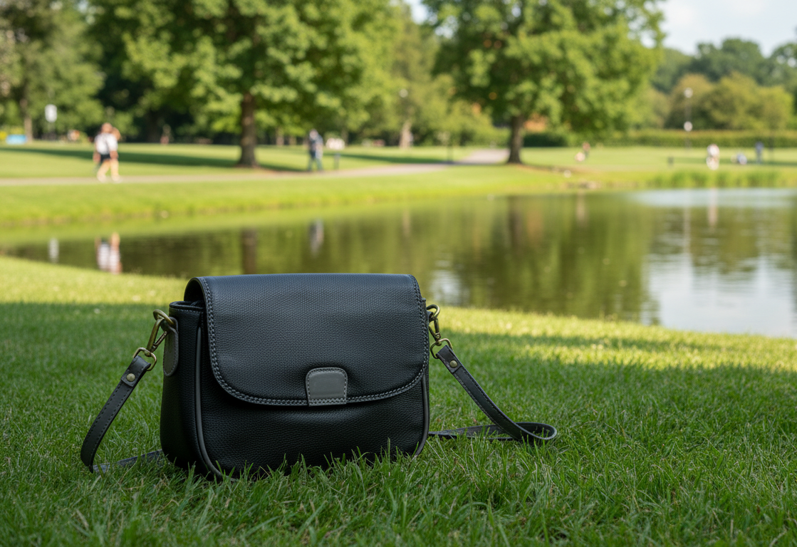 Genuine Leather Ladies Sling  / Crossbody Bag - Black, Grey