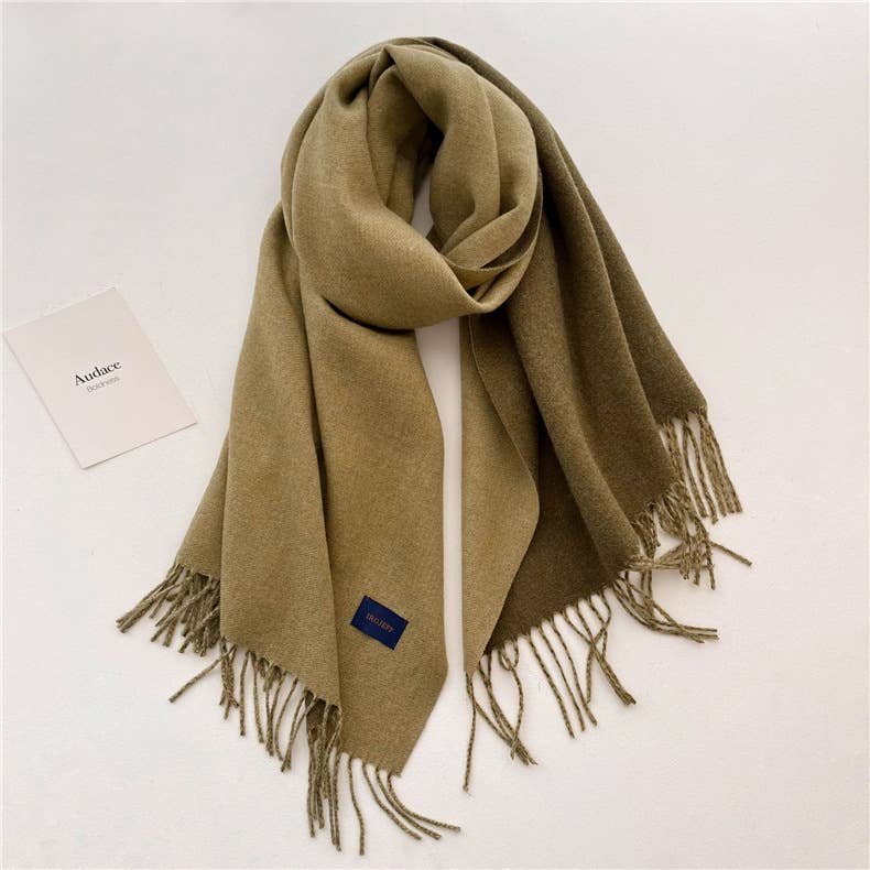 Solid color scarf Double-sided two-color tassel shawl scarf: Camel