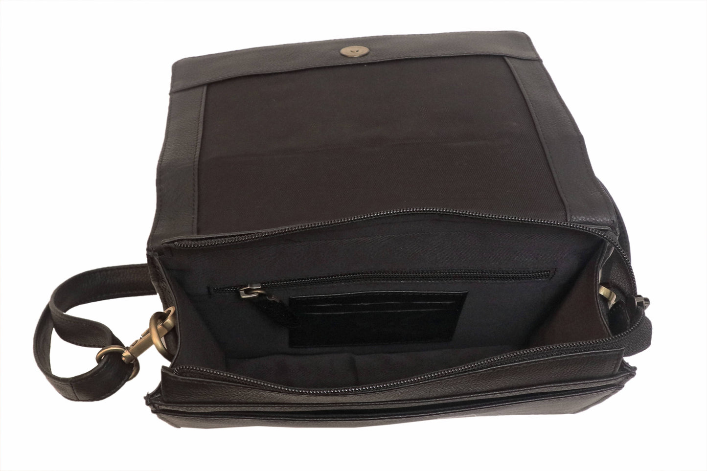 Genuine Leather Ladies Sling / Crossbody Bag - Black (Bloom)