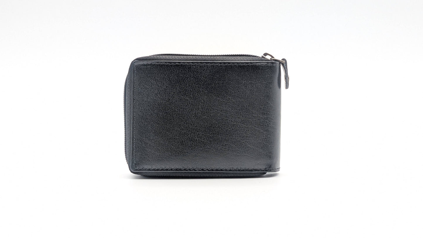 Genuine Leather Men wallet card holder RFID Protection Black