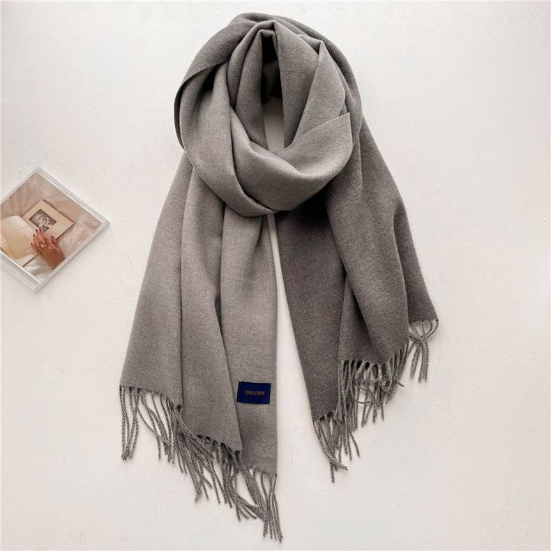 Solid color scarf Double-sided two-color tassel shawl scarf: Pink