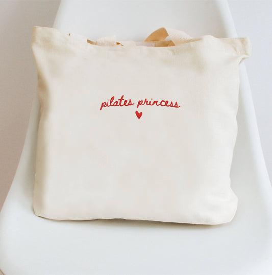 Embroidered Pilates Princess Tote Bag Canvas Bag Yoga Studio