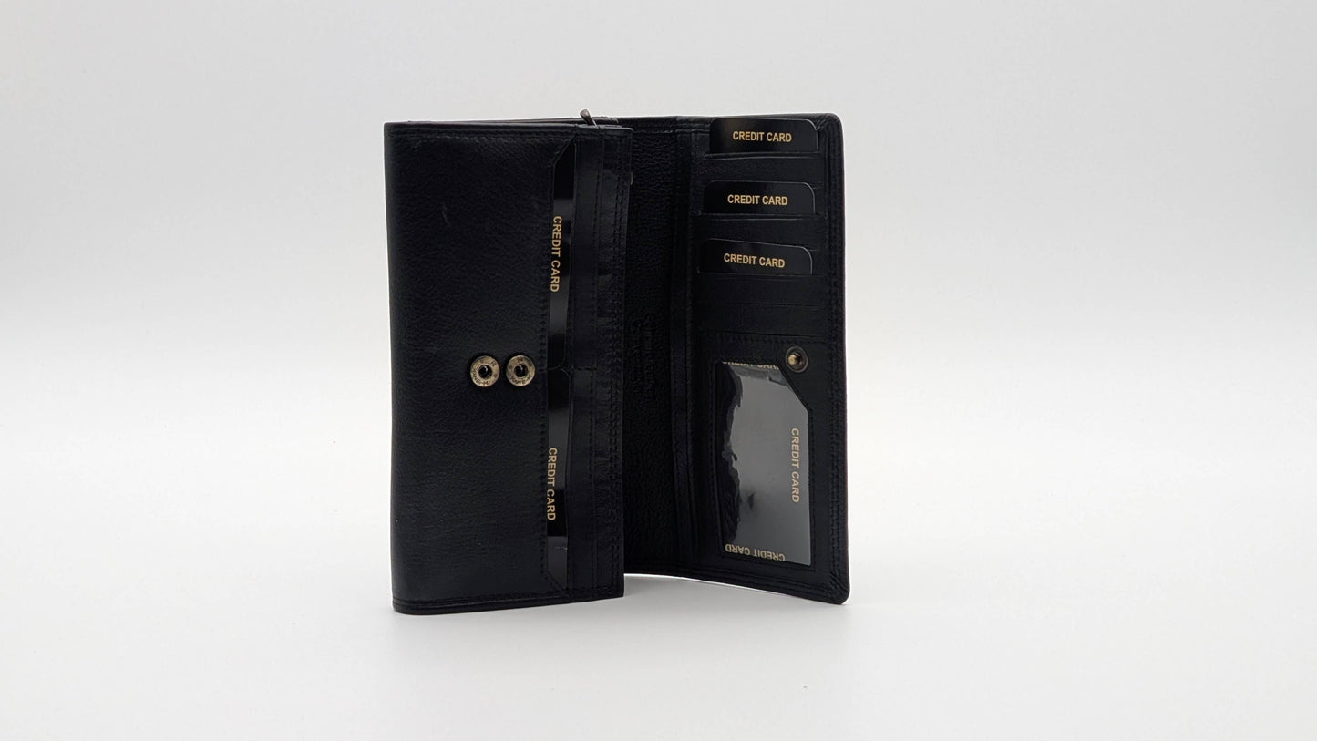 Leather Ladies Wallet card holder RFID Protection Black
