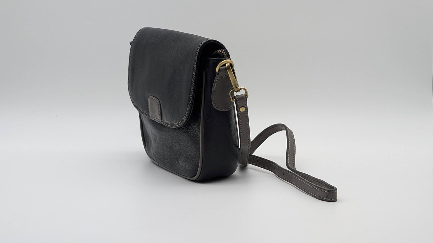 Genuine Leather Ladies Sling  / Crossbody Bag - Black, Grey