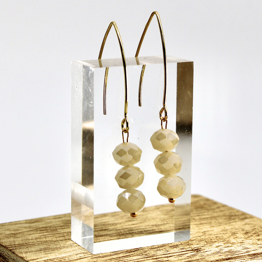 CRYSTAL TRIO | Drop Earrings: Alabaster / Gold