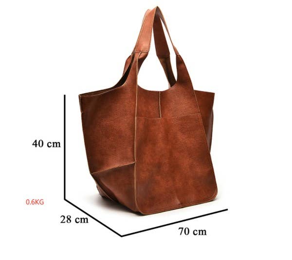 Women's shoulder bag large capacity Soft PU leather handbag: Coffee color / One size
