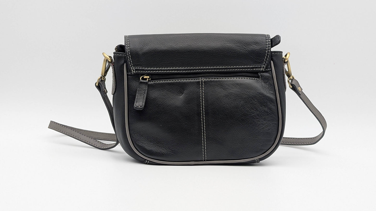 Genuine Leather Ladies Sling  / Crossbody Bag - Black, Grey