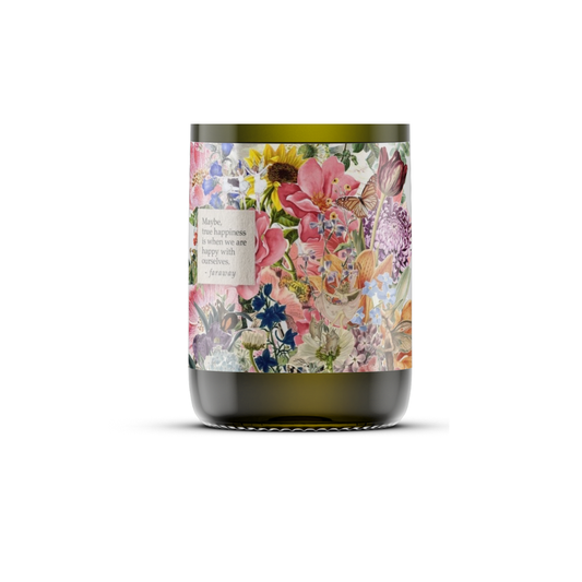 True Happiness, Soy Wax Candle, Recycled Wine Bottle: Lavender Sea Salt