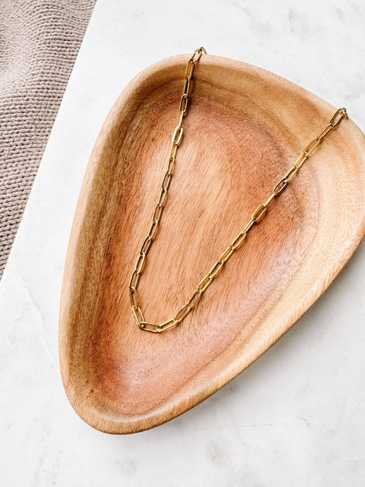 Paperclip Chain 18K Gold Plated Stainless Necklace