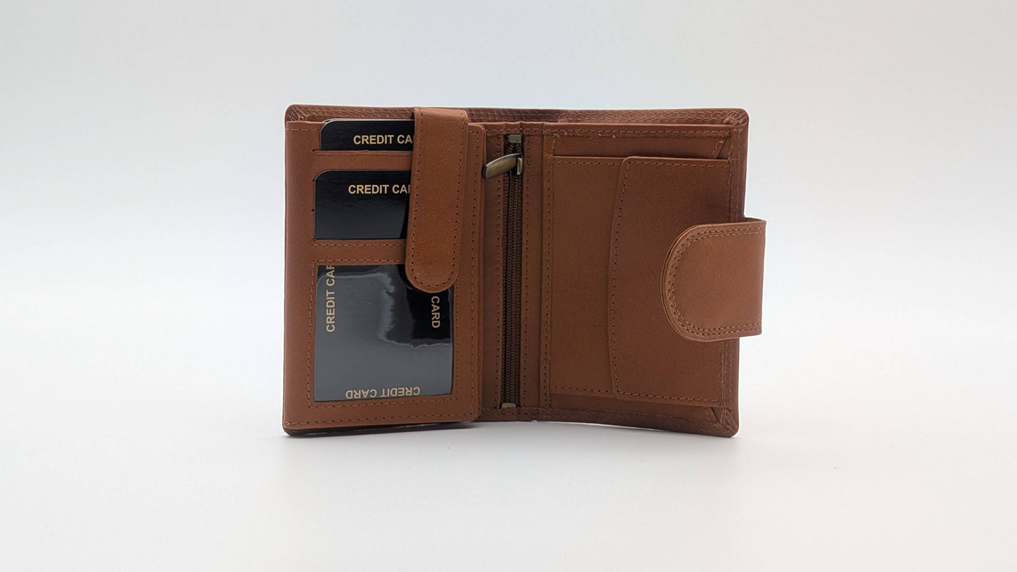 Genuine Leather wallet card holder RFID Protection Tan