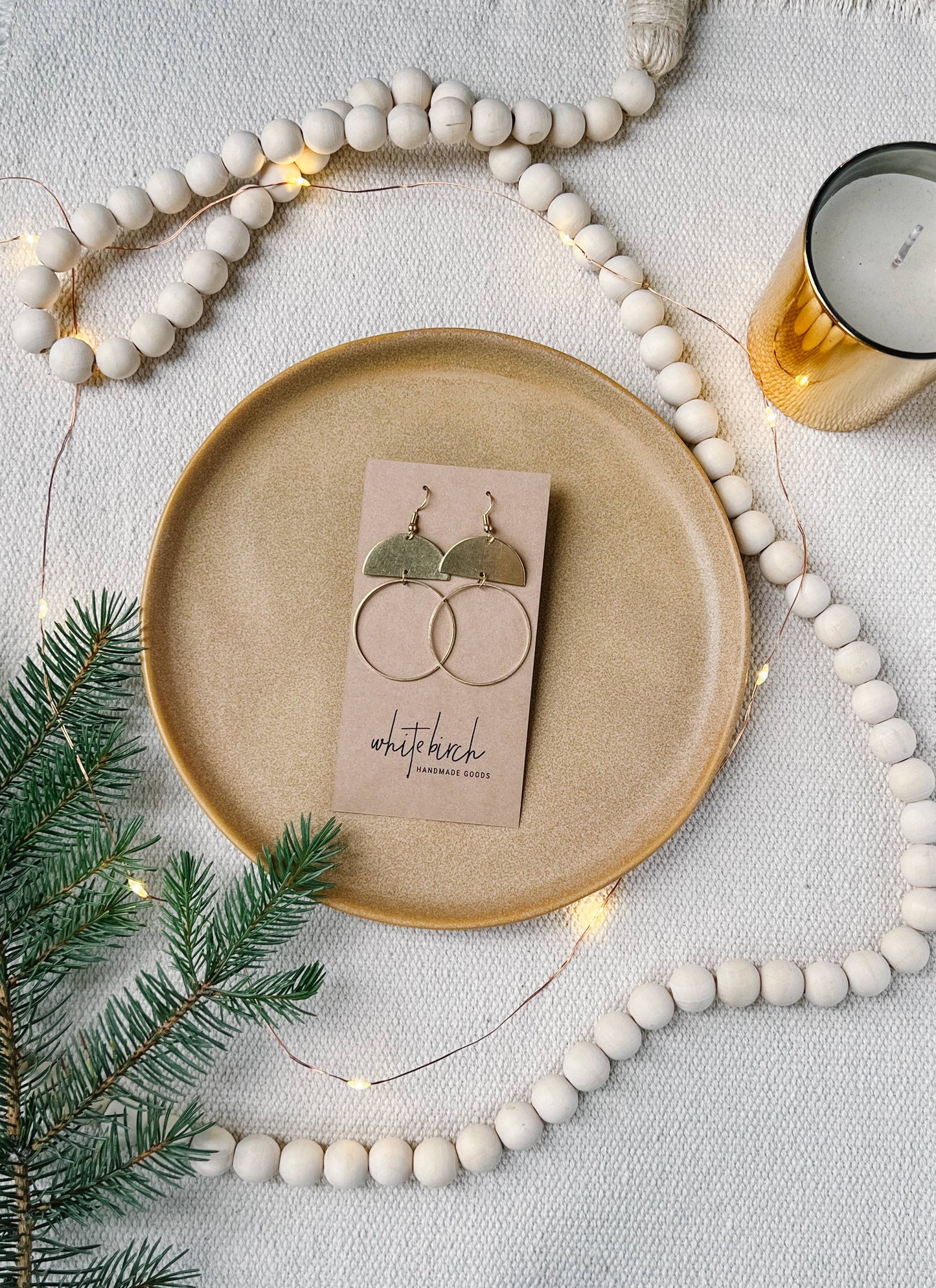 Brass Half Moon Circle Statement Earrings: Raw Brass Hooks