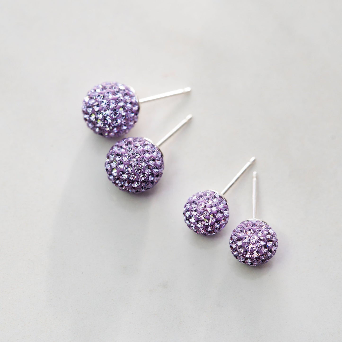 Lavender Sparkle Ball Stud Earrings 8mm