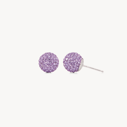 Lavender Sparkle Ball Stud Earrings 8mm